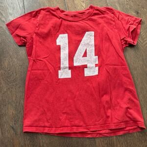 John Galt Brandy Melville 14 Logo T Shirt Red